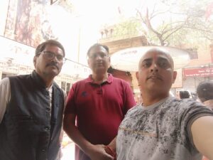 भारतीय धर्मसंध की टीम हरियाणा प्रभारी विजय शर्मा , दिल्ली प्रभारी गिरीश भारद्वाज व संपादक अरूण पाण्डेय सालासर बालाजी की यात्रा पर