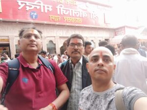 भारतीय धर्मसंध की टीम हरियाणा प्रभारी विजय शर्मा , दिल्ली प्रभारी गिरीश भारद्वाज व संपादक अरूण पाण्डेय सालासर बालाजी की यात्रा पर