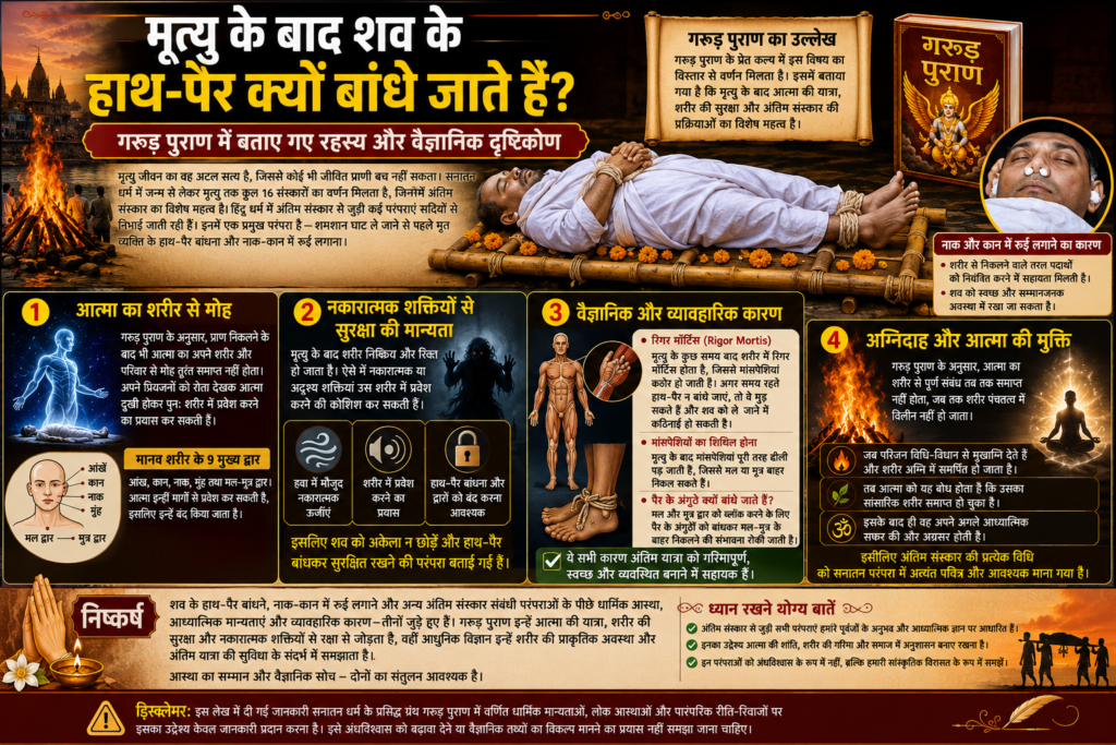 मृत्यु के बाद शव के हाथ-पैर क्यों बांधे जाते हैं?