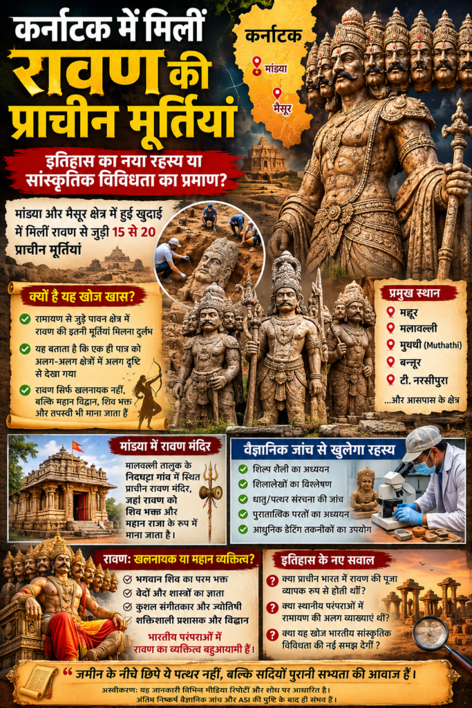 कर्नाटक में मिलीं रावण की प्राचीन मूर्तियां