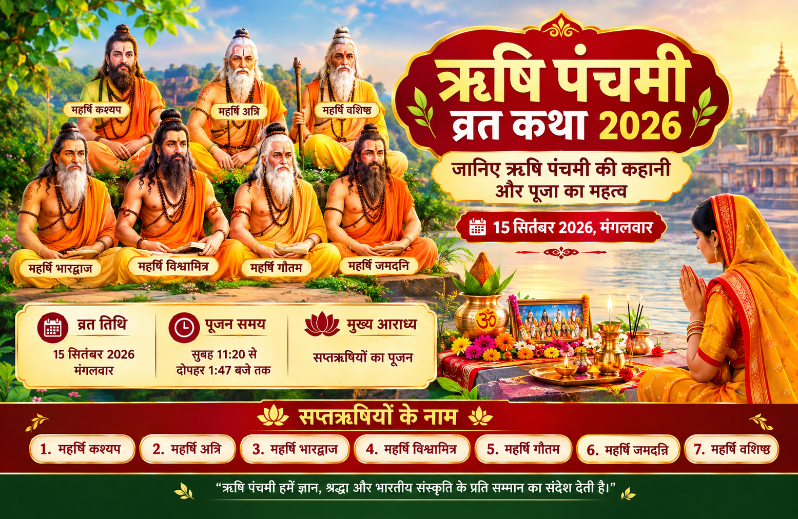 ऋषि पंचमी की कहानी और व्रत का महत्व